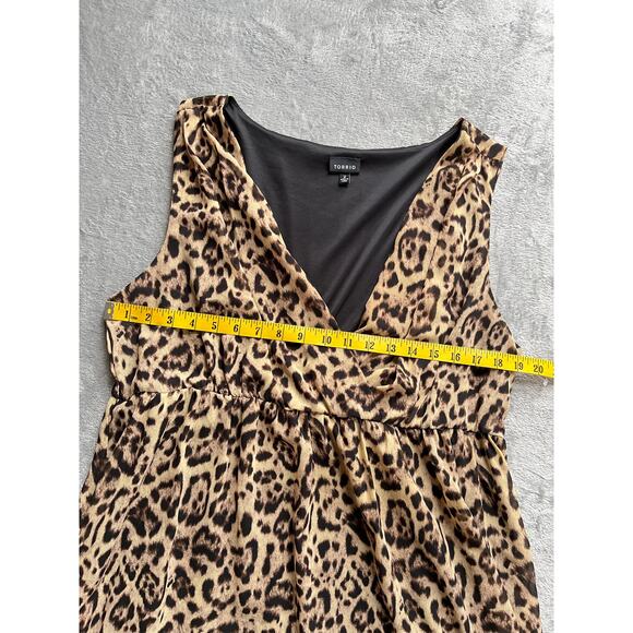 Torrid Leopard Print Asymmetrical Hem Midi Dress 2X Plus Size Mob Wife Goth - Picture 14 of 16